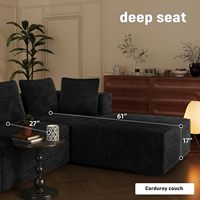 Canapé modulaire sectionnel en L compressé 4 pièces avec chaise longue, en velours côtelé moelleux sans structure, assise profonde moderne, cadre robuste