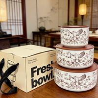 Ensemble de 3 bols à riz en porcelaine, coffret cadeau fraîcheur, couleur personnalisable, compatible lave-vaisselle et micro-ondes, vente chaude