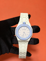 Nouvelle Montre Mécanique Automatique de Luxe Sportive en Céramique Bleu Clair 2026 pour Hommes et Femmes, Cadran à Aiguilles, Réserve de Marche, Style Hip Hop