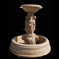 Statue de femme sculptée en pierre naturelle de luxe avec fontaine à eau, style antique, décoration de jardin extérieur
