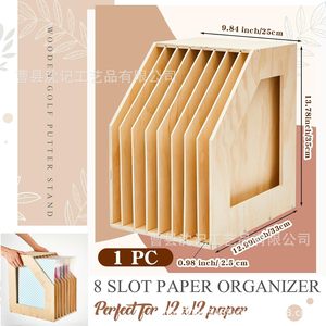 Wooden <b>File</b> <b>Organizer</b> With Multi Compartment Folders For Office Desktop Document Storage - Product Image 3