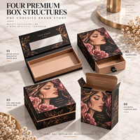 Boîte cadeau beauté à marque privée, motif floral, couvercle à charnière, insert personnalisé, boîte rigide en carton noir