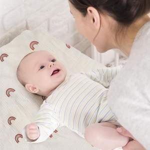 100% coton mousseline Premium bébé drap de berceau 2 pièces ensemble doux respirant <span class=keywords><strong>terre</strong></span> <span class=keywords><strong>cuite</strong></span> rose soleil arc-en-ciel imprimer literie pour bébé - Product Image 3