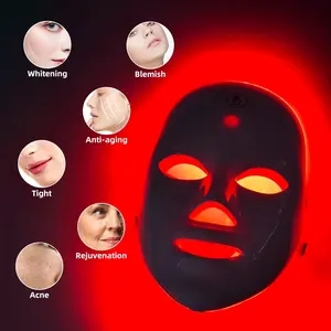 Máscara facial LED para remoção de rugas e acne, produto OEM de 12 anos, terapia de fótons, máscara facial com carga USB, 7 cores, LED