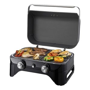 Plaque de cuisson noire ATTITUDE 2100, acier inoxydable moderne, 2 brûleurs, allumage piézoélectrique, portable pour le camping, le barbecue - Product Image 6