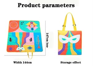 2-In-1 Customized Portable Picnic Blanket Beach Camping Mat <b>Foldable</b> Waterproof Similar to Oxford <b>Mattress</b> - Product Image 2