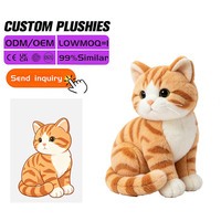 Boneka Kucing Oranye Lucu Bulu Panjang Bersulam 30cm Custom Tabby Bergaris Isi Kapas PP OEM/ODM 100 Pcs MOQ Grosir Hadiah Toko Hewan Peliharaan