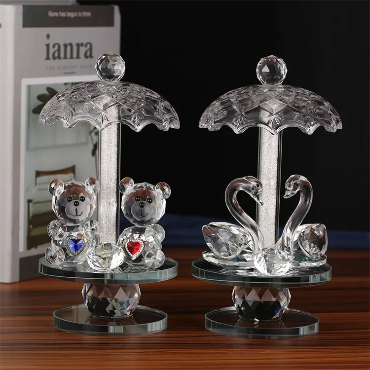 Beautiful crystal animal figurine /crystal teddy bear for wedding gift favors