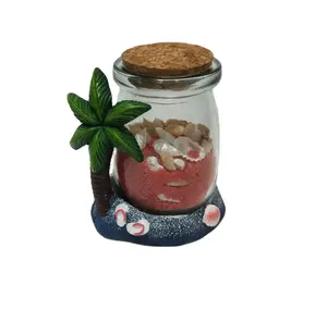 定制标志树脂手绘椰子棕榈树冰箱磁铁海滩红海夏威夷纪念品雪球艺术礼品沙瓶