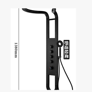 Ensemble de douche mural noir Water Drop Sanitary Ware avec grande pomme de douche fixée au plafond et douchette à main - Product Image 2