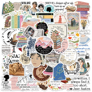 50 autocollants esthétiques avec citations de romans de célèbres écrivaines britanniques, y compris Jane Austen - Product Image 1