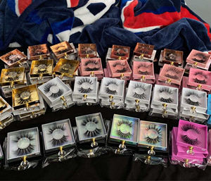 Venta al por mayor 5D 8D 25MM pestañas de visón esponjosas Etiqueta Privada 25mm 3D tira de pestañas con logotipo personalizado Material de visón real - Product Image 3