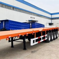 Remorque à plateau plat à 4 essieux de grande capacité, remorque semi-remorque à plateforme pour conteneurs de 40 pieds, pour le transport d'équipements surdimensionnés