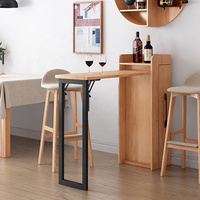 Europäischer Kleiner Tresen mit Versteckten Beinen, Ausziehbarer Kaffee- und Teetisch, Bartheke aus Holz, Klappbarer Mini-Wandtisch für Zuhause