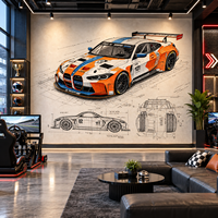 Papier peint mural personnalisé avec plan de voiture de course, décoration de garage automobile personnalisée pour salle d'exposition, café, bureau, club