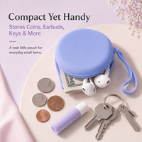 Porte-monnaie imperméable multifonctionnel ultra-léger en silicone avec fermeture éclair, organiseur de voyage, petite pochette portable pour accessoires