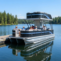 Bateaux Allsea, bateau à ponton double étage en aluminium, bateau de fête, bateau de loisirs familial, bateau de ponton de luxe avec toboggan et salle de bain