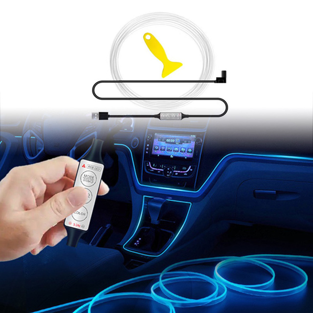 Led Ambient Light Car Interior Atmosphere 12V RGB Decal Strip USB Accessories Lighting Kit