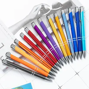 Bolígrafos de aluminio de papelería baratos al por mayor, bolígrafos publicitarios de Metal con logotipo de grabado láser para deportes de oficina y escuela