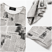 Anjie Custom OEM ODM Robe mini moulante à manches longues imprimé journal pour femme, fabricant en gros de marques privées