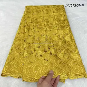 Latest korean style embroidery design 100 cotton heavy wholesale big 2024 high quality swiss voile lace Big silk fabric