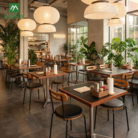 Meubles de gros pour hôtels et restaurants : Table et chaise de salle à manger modernes et écologiques pour café, avec structure métallique et plateau en pierre frittée