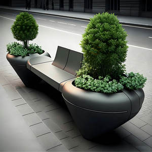 B66 Made to Order Fiberglass Splash Proof Planter <b>Bench</b> Creative Outdoor Leisure <b>Benches</b> for Commercial Street Public Areas - Product Image 6