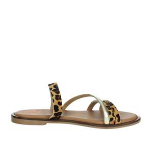 Sandalias Planas para Mujer Porronet, Color Marrón Dorado con Estampado de Leopardo, Zapatos de Verano con Tiras - Product Image 4