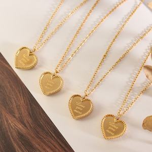 Collar con Colgante en Forma de Corazón con la Frase 'Love You More' en Acero Inoxidable Chapado en Oro de 18K para Mujer, Nuevo Estilo Romántico de Alta Calidad - Product Image 1