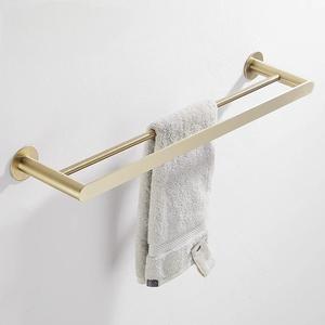 Towel Rack Double <b>Rod</b> 304 Stainless Steel Brushed Gold Bathroom <b>Shower</b> Storage Rack - Product Image 1