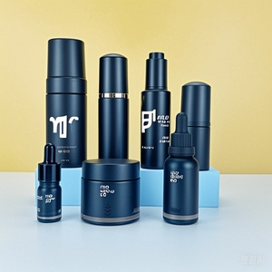 Hot 1oz 2oz 50ml 100 <b>Empty</b> Frosted Matte Black Custom Skin Care Cream Containers Glass <b>Plastic</b> Cosmetic Jar Foam Dropper <b>Bottle</b> - Product Image 1