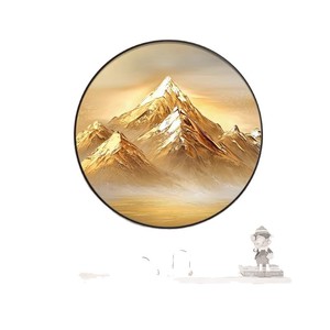 Peinture à l'huile de lever de soleil sur la montagne Jinshan, cadre métallique, effet visuel 3D, art mural moderne de luxe pour salon - Product Image 5