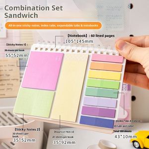 Combination Set Sandwich Book Multi-Function Sticky Notes Adhesive Student Expansion Stickers <b>Memo</b> <b>Pad</b> Ins Style Notebook Model - Product Image 2