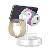 Enceinte 5-en-1 de qualité supérieure Anfuyou Factory, lumière d'ambiance, chargeur sans fil magnétique rapide 25W pour smartphone, montre et écouteurs.