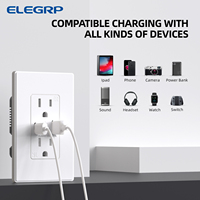 Prise murale USB ELEGRP, prise USB avec ports USB de type A et de type C, prise double 15 ampères résistante aux manipulations, homologuée UL
