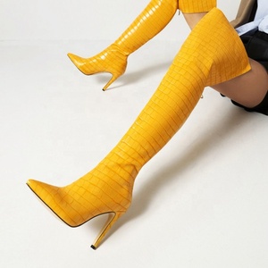 Bottes hautes à bout pointu avec fermeture éclair arrière, imprimé pierre, talon fin, pour l'hiver, taille 43 - Product Image 4
