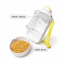 Bouteille d'eau pour chien 3-en-1 grande capacité 1000 ml avec récipient à nourriture, large plateau de boisson et sangle d'épaule – Vente en gros