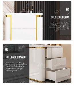 Nova Bằng Gỗ Có Độ Bóng Cao Đôi Khung Giường Sang Trọng Dành Cho Người Lớn Vua Nữ Hoàng Kích Thước Phòng Ngủ Thiết Lập Với Tủ Giường Ngực Và Tủ Quần Áo - Product Image 3