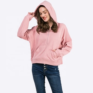 Suéteres personalizados de otoño para <span class=keywords><strong>mujer</strong></span>, sudadera para <span class=keywords><strong>mujer</strong></span>, jersey de media cremallera con capucha de Color sólido, Tops, sudadera a la moda, Jersey al por mayor - Product Image 1