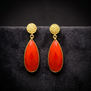 Pendientes Colgantes Hechos a Mano en Oro con Gema de Corte Esmeralda, Estilo Étnico Boho para Compromiso - Product Image 2