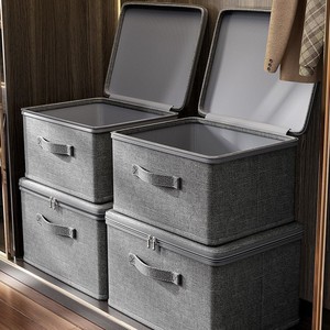 Clothing Organizer Storage <b>Box</b> Rectangular Foldable With Lid Stackable Dustproof Opaque For Dormitory Use - Product Image 3