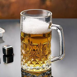 Star Diamond Beer Mug Large Capacity Transparent Glass With Handle Thickened Heat Resistant For Party Home Use - Product Image 1