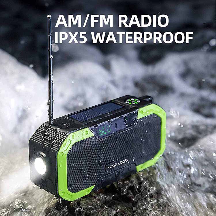 Camping survival waterproof power bank flashlight FM/AM outdoor emergency DF-580B solar hand-cranked radio pic 4