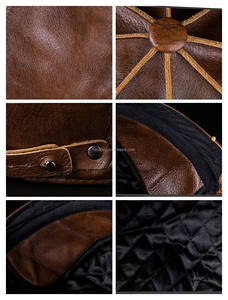 Boinas <span class=keywords><strong>de</strong></span> cuero para exteriores para hombre, gorra <span class=keywords><strong>de</strong></span> protección auditiva cálida para hombre <span class=keywords><strong>de</strong></span> invierno, sombrero <span class=keywords><strong>de</strong></span> cuero genuino 100% - Product Image 4