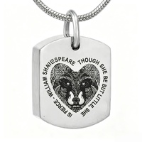 Collar con Urna Conmemorativa para Mascotas de Acero de Titanio, Colgante Grabado con Corazón de Lobo para Guardar Cenizas de Perro o Gato