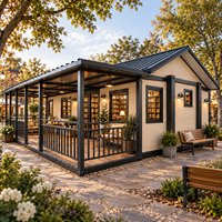 Maison conteneur pliable moderne, maison conteneur de luxe avec véranda couverte pour espace commercial