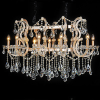 Lustre en cristal doré de luxe, style européen, lampe suspendue artistique pour salle de mariage, hôtel, salle de bal, décoration de plafond haut