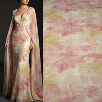 Nouveauté : Tissu en tulle à sequins imprimés multicolores, motif floral pivoine pastel, en filet transparent doux, idéal pour les robes de mariée romantiques