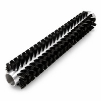 Rouleau brosse noir en nylon PA66 à poils en V, avec tige métallique et extrémités doubles creuses, longueur de poils personnalisable