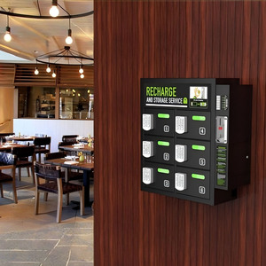 Modern Coin-operated Public Wall-mounted 6-door Self-coding Black Smart Mobile Phone Charging Storage Locker C-WB263 6-Door Desi - Product Image 6